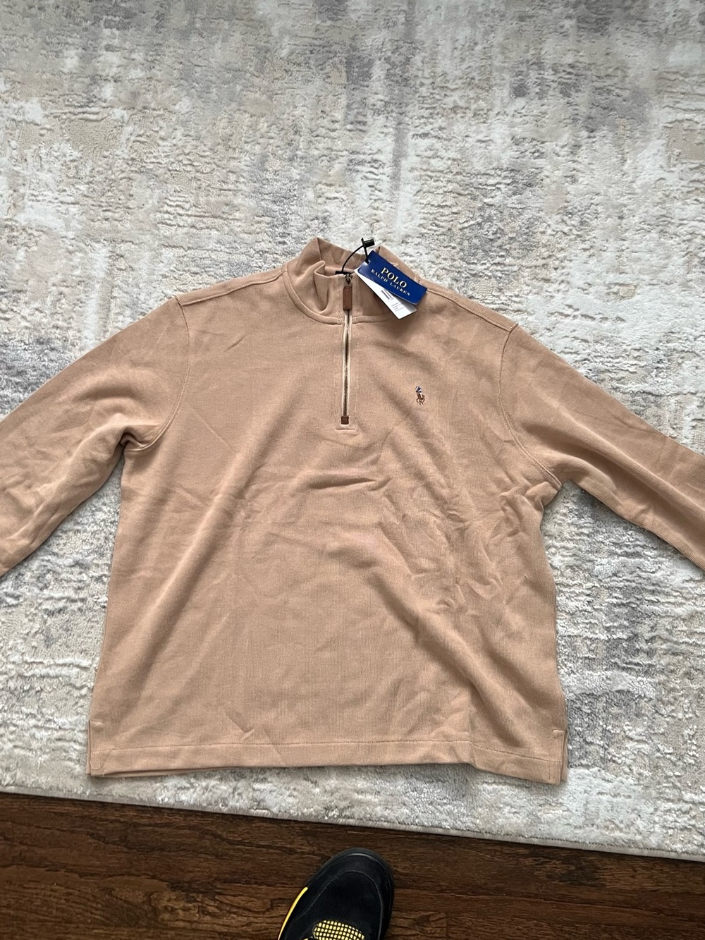 Polo by Ralph Lauren Men's Tan Quarter-Zip Sweater